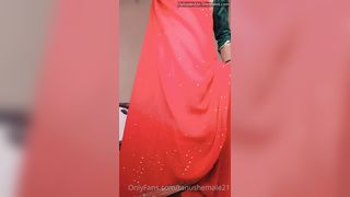 Ts Tanu Red Saree Cumshoot