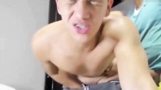 She fucks his friend in front of him while he jerks off