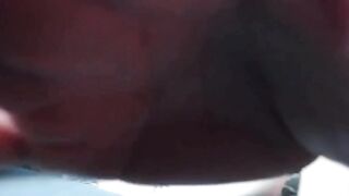 Shemale in pink thong takes it balls deep