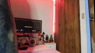 Hot inked shemale with big jugs masturbating