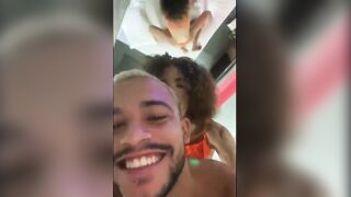Sexy orange lingeried tranny dominates her sub bf