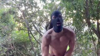 Ebony shemale fucking her bf's ass outside and in bedroom