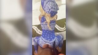 Ripped blue outfit black tranny painal backshots