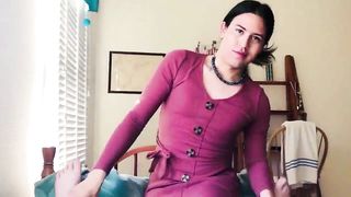 Nerdy ts slut sucking cock before anal riding POV